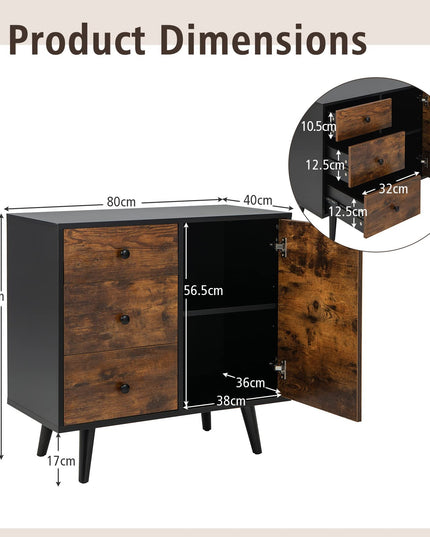 Giantex Storage Cabinet with 3 Drawers - Wood Buffet Sideboard W/Adjustable Shelf