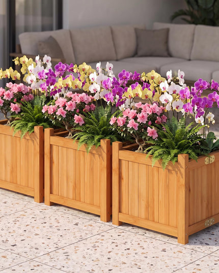 GIANTEX 15" Folding Wooden Planter Box with Removable Bottom