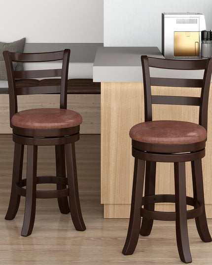 Giantex Swivel Bar Stools Set of 2/4 26" Upholstered Counter Height Bar Chairs