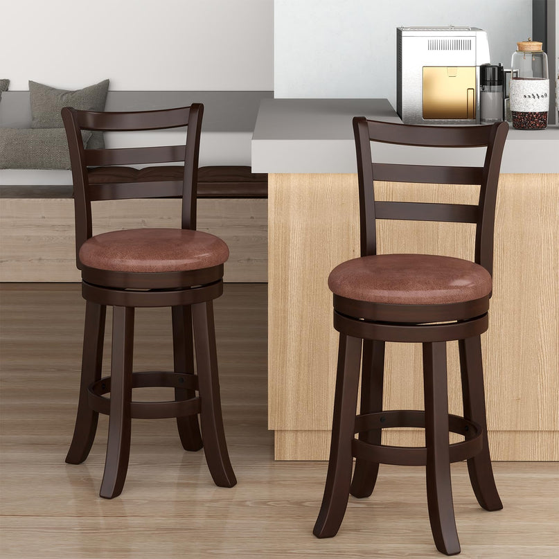 Giantex Swivel Bar Stools Set of 2/4 26" Upholstered Counter Height Bar Chairs