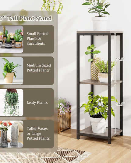 Giantex 3 Tier Tall Plant Stand Indoor, 36 Inch Corner Plant Holder with Metal Frame