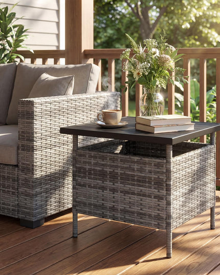 Giantex Outdoor Side Table with 2" Umbrella Hole