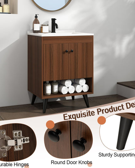 Giantex Bathroom Vanities with Vessel Sink - Bathroom Sink Cabinet with Doors