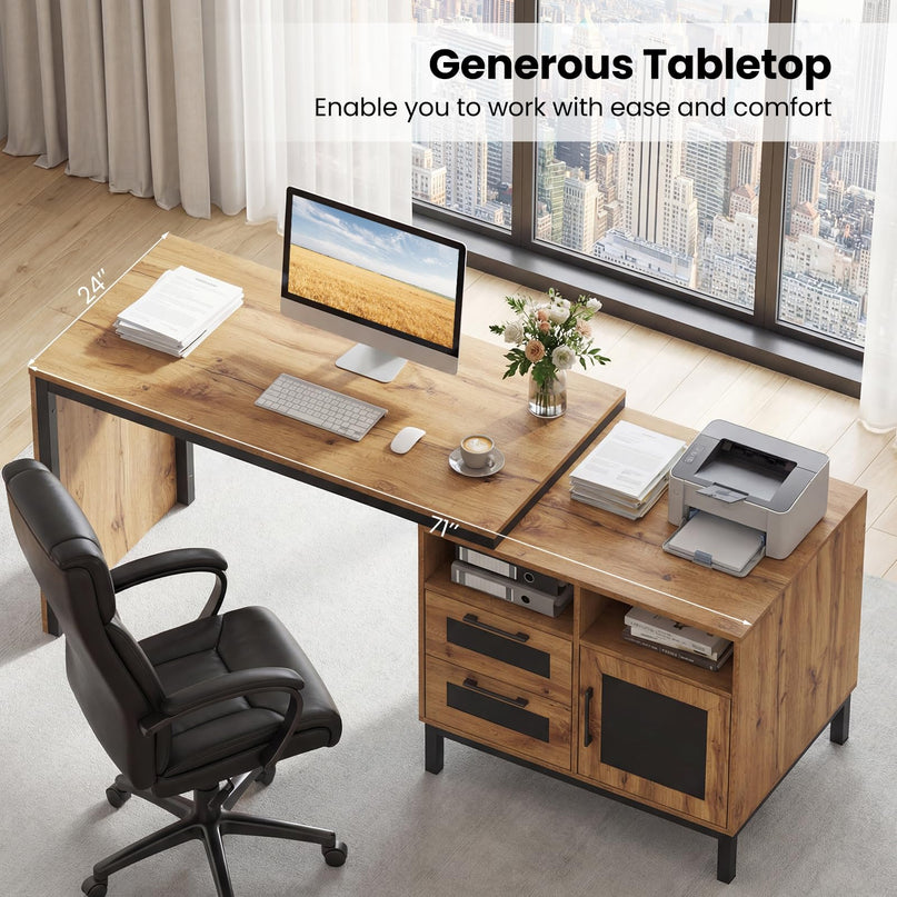 Giantex 71" Executive Desk Farmhouse Home Office Desk