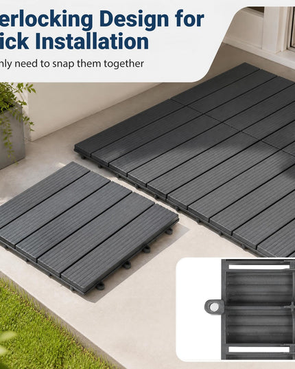 GIANTEX 36 PCS Plastic Interlocking Deck Tiles, Waterproof PP Floor Tiles