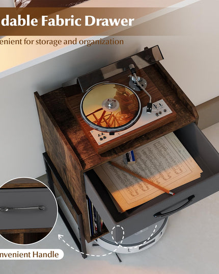 Meuble Tourne-disque Giantex avec tiroir et support de disques vinyles