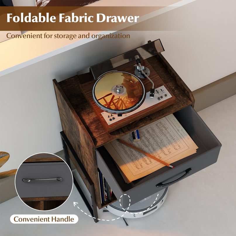 Meuble Tourne-disque Giantex avec tiroir et support de disques vinyles
