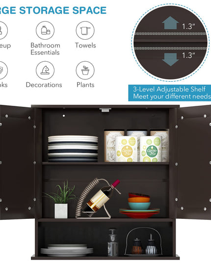 Giantex Medicine Cabinet, Bathroom Wall Cabinet with 2 Mirrored Doors, Adjustable Shelf