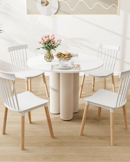 Giantex Set of 4 Windsor Dining Chairs White, Modern Kitchen Chairs w/Spindle Backs & Curved Seats