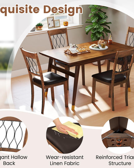 Giantex Lot de 2/4 chaises de salle à manger en tissu/similicuir, rembourrées