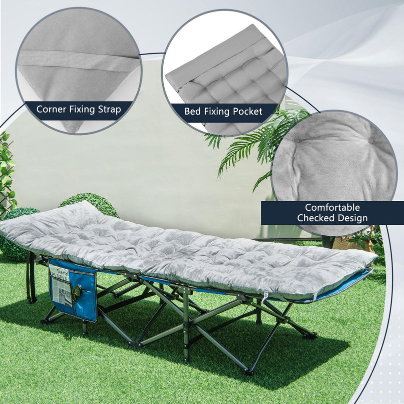 Giantex Folding Camping Cot with Pad, Heavy Duty Sleeping Cots with Carry Bag