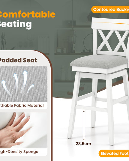 Giantex 31" Bar Stool Swivel Bar Height Bar Chair with Contoured Backrest