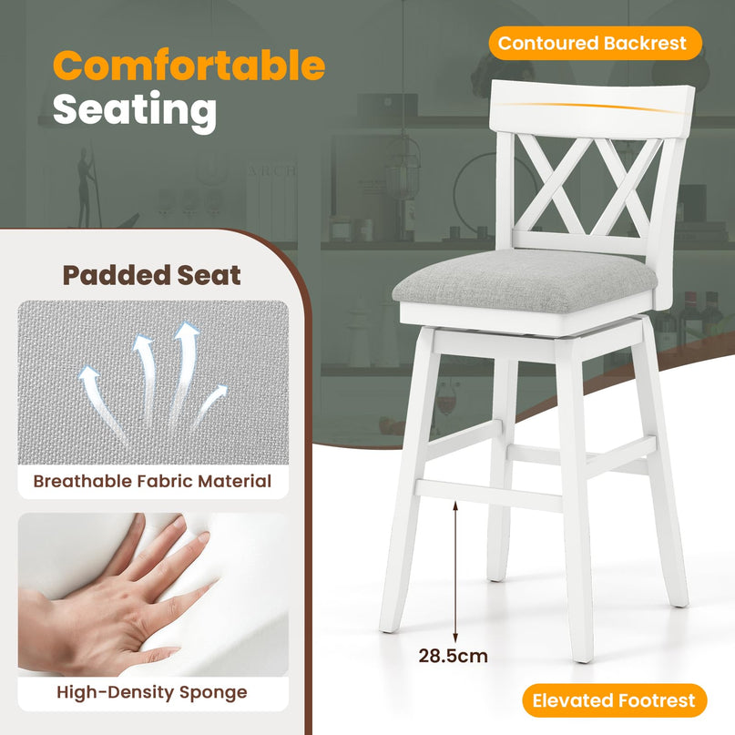 Giantex 31" Bar Stool Swivel Bar Height Bar Chair with Contoured Backrest