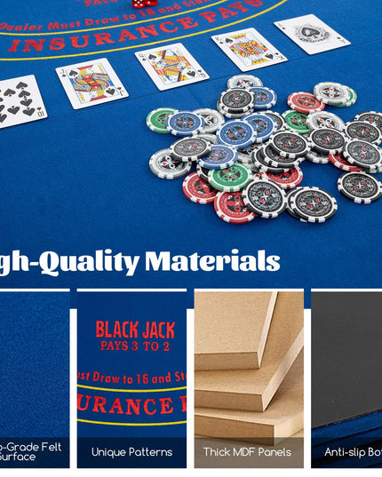 Giantex 48" Poker Table Top - 8 Player Foldable Texas Holdem Poker Table Topper w/Carrying Bag