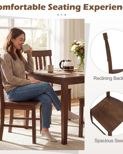 Giantex Wooden Armless Kitchen Chair with Slat Back & Contoured Seat (2/4)