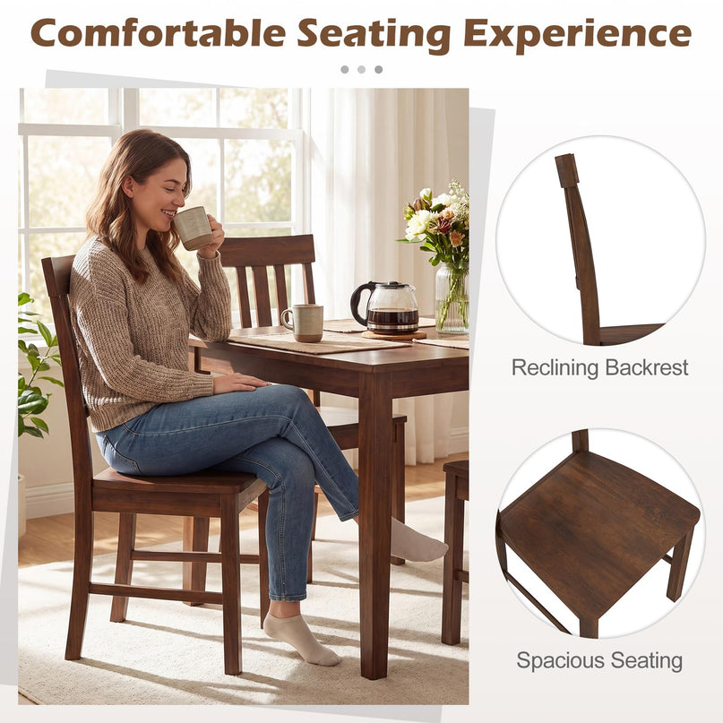 Giantex Wooden Armless Kitchen Chair with Slat Back & Contoured Seat (2/4)