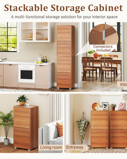 Giantex 2-Cube Stackable Storage Cabinet with 2 Single Doors