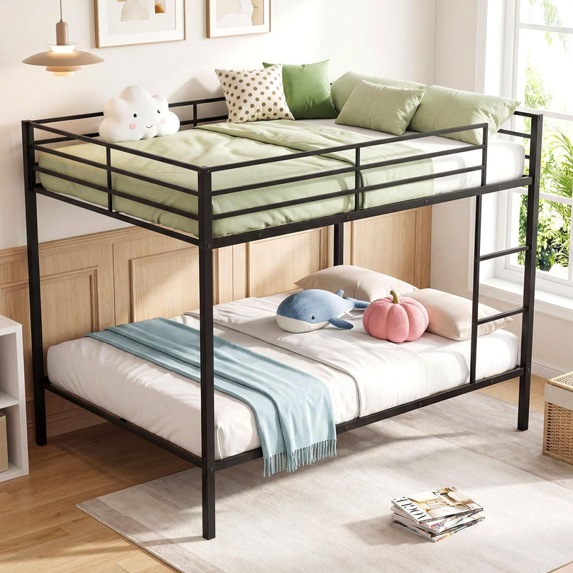 Giantex Metal Bunk Bed Full Over Full | Heavy-Duty Bunk Bed Frame with Full Length Safety Guardrail