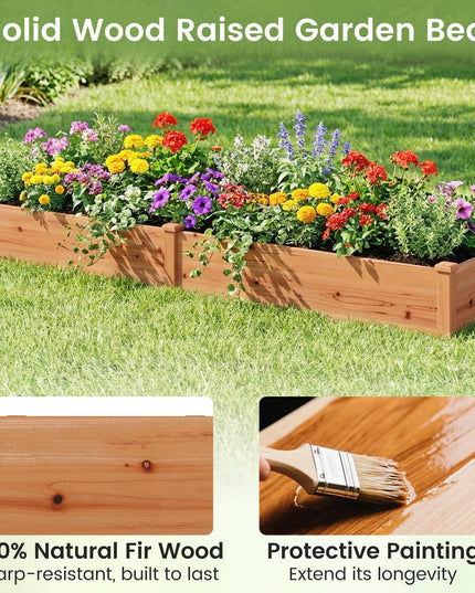 GIANTEX 95" Wooden Raised Garden Bed, Rectangular Planter Box(95” x 24” x 10”)