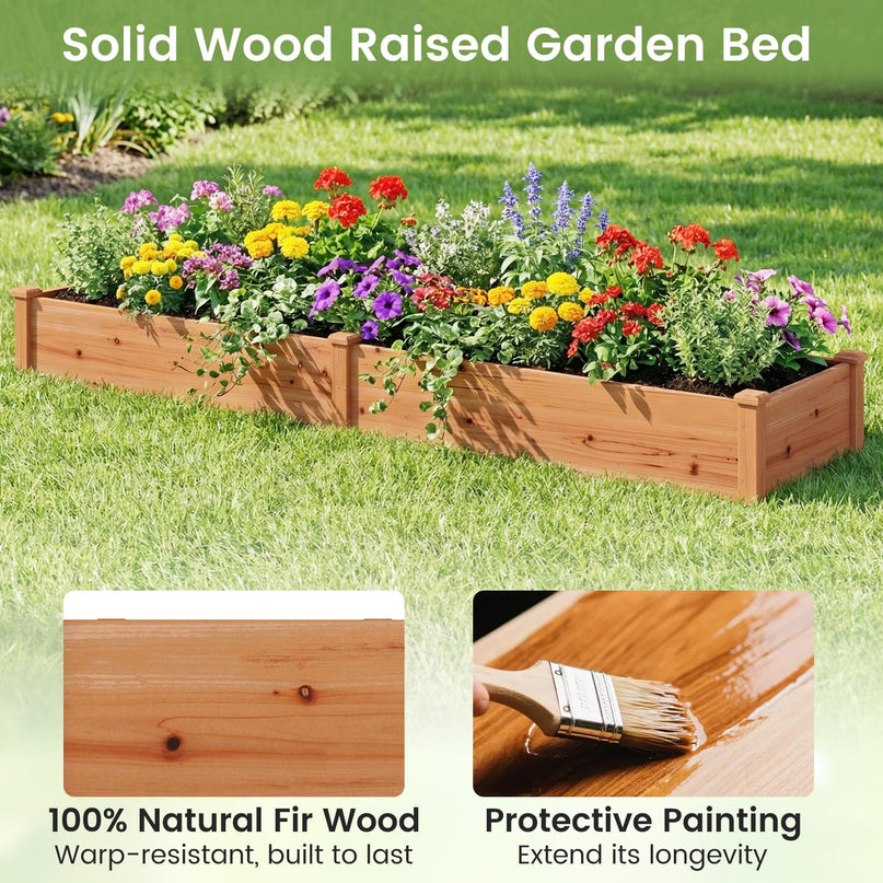 GIANTEX 95" Wooden Raised Garden Bed, Rectangular Planter Box(95” x 24” x 10”)