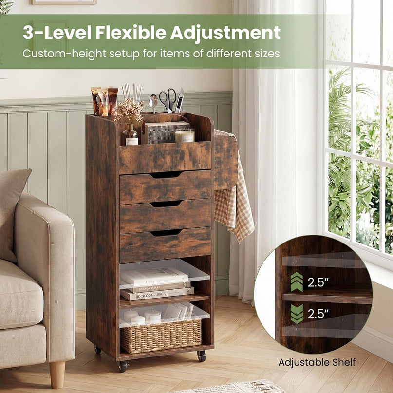 Giantex Craft Storage Cart - Utility Organizer Cart with 3 Drawers