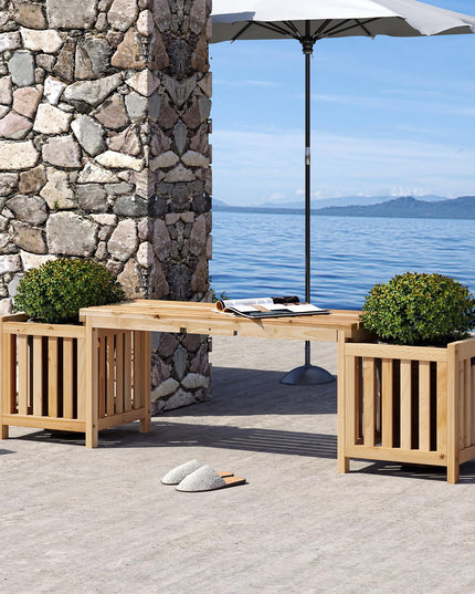 Giantex 2 in 1 Outdoor Bench with 2 Raised Garden Beds