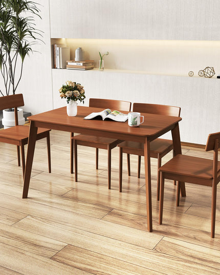 Giantex Rectangular Kitchen Table and 4 Chairs Set with Rubber Wood Frame