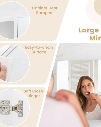 Giantex Medicine Cabinet, 24.5" x 25.5" Bathroom Wall Cabinet with 2 Mirror Door