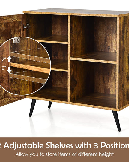 Giantex Mid-Century Storage Cabinet, Buffet Sideboard with Single Door & Adjustable Shelves