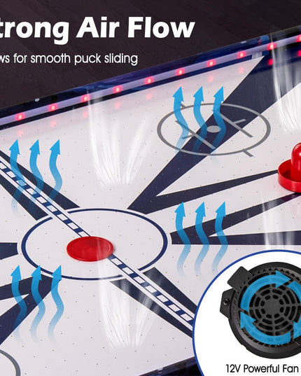 Giantex 54" Air Hockey Table - Arcade Hockey Table Gaming Set w/LED Electronic Scoring & Lights, 2 Pucks, 2 Pushers