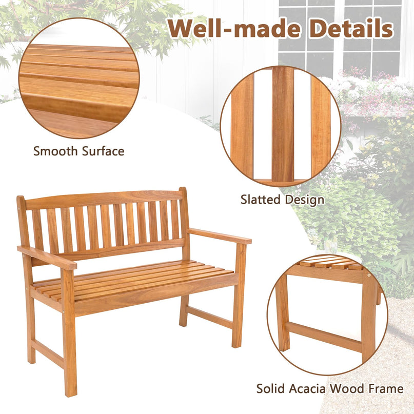 Giantex 2 Person Outdoor Bench w/Ergonomic Backrest