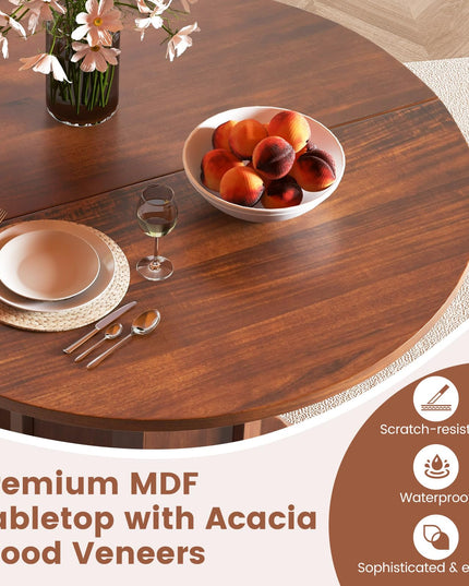 Giantex 42” Round Dining Table, Modern Kitchen Table with Pedestal Base, Solid Wood Frame