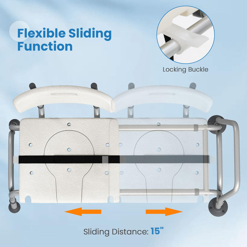 Giantex Sliding Tub Transfer Bench for Bathtub with Adjustable Height