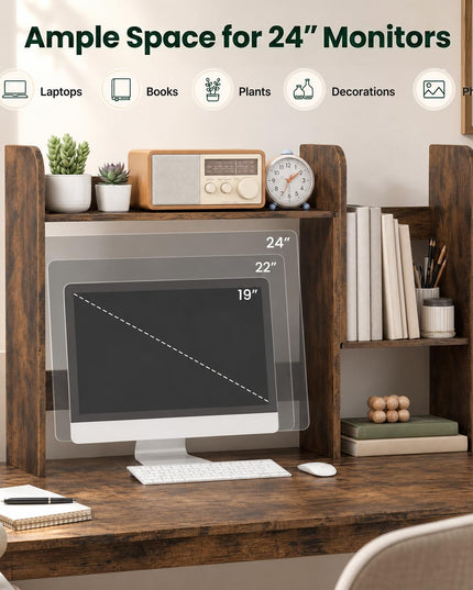 GIANTEX Extendable Desktop Bookshelf w/ Storage Hutch
