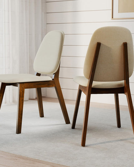 Giantex Wooden Dining Chairs Set of 2/4 Linen Fabric Upholstered Dining Room Chairs