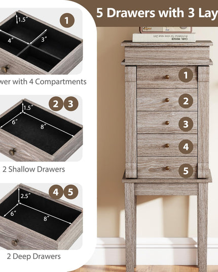 Armoire à bijoux Giantex avec miroir rabattable