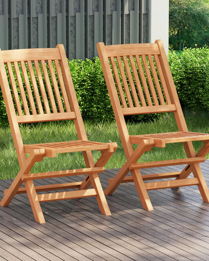 Giantex Patio Folding Chairs, Solid Teak Wood Outdoor Chairs with Slatted Seat & Back