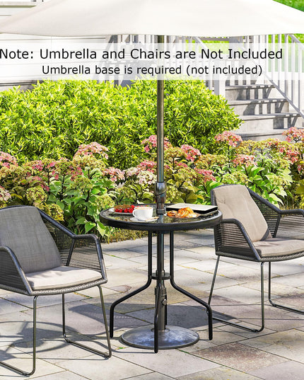 Giantex 27.5" Outdoor Bistro Table with Tempered Glass Tabletop & 1.57" Umbrella Hole