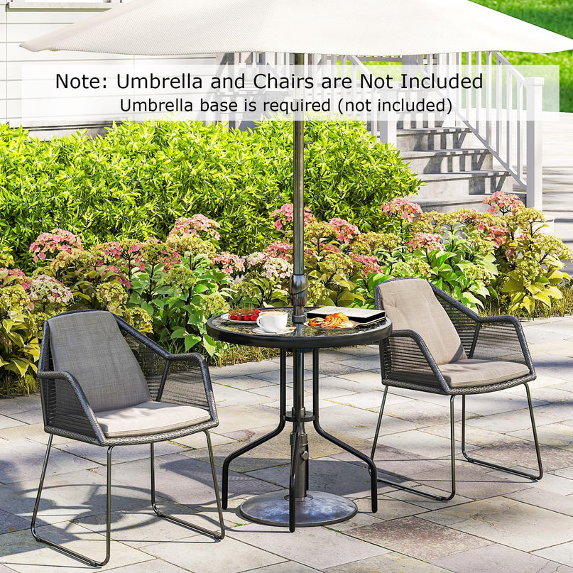 Giantex 27.5" Outdoor Bistro Table with Tempered Glass Tabletop & 1.57" Umbrella Hole