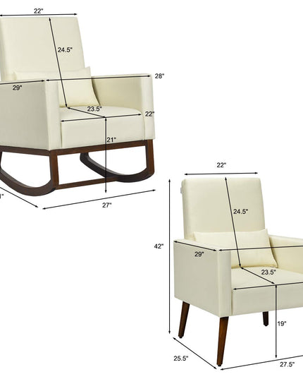 Giantex Upholstered Rocking Chair, Modern High Back Armchair