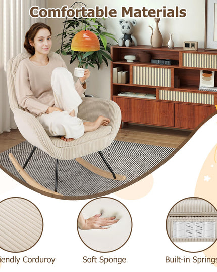 Giantex Rocking Chair Nursery Upholstered Glider Rocker with Padded Backrest & Seat