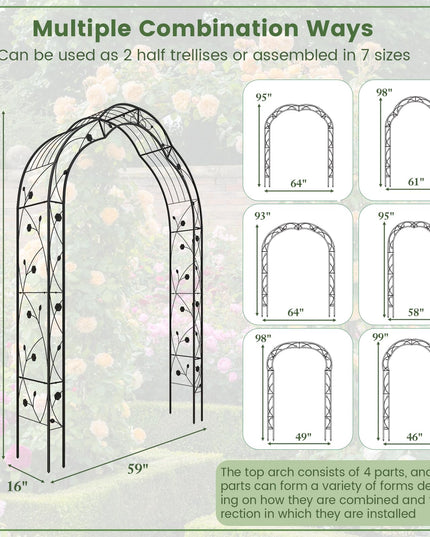 Giantex Garden Arch, 8.2 FT Metal Garden Arbor with 7 Sizes Combination and 6 Stakes