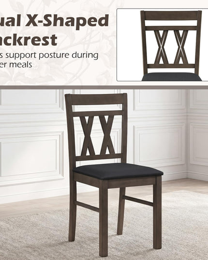 Giantex Linen Style Upholstered Kitchen Chairs with Dual X-Shaped Back (2/4)