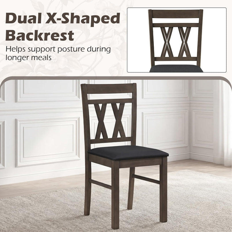 Giantex Linen Style Upholstered Kitchen Chairs with Dual X-Shaped Back (2/4)