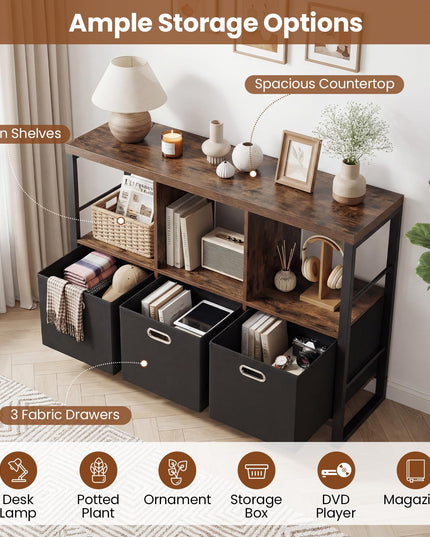 GIANTEX 6 Cube Storage Organizer with 3 Storage Bins 2-Tier Bookcase