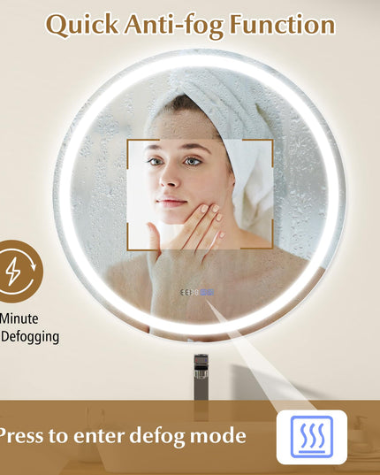 LED Bathroom Mirror - Lighted Vanity Mirror Wall Mounted, Front and Backlight, 3 Lighting Colors