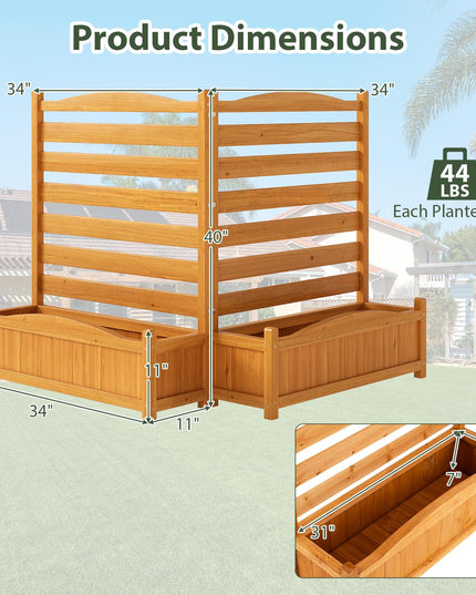 Giantex Air Conditioner Fence Outdoor, Wood Privacy Screen with Planter Box