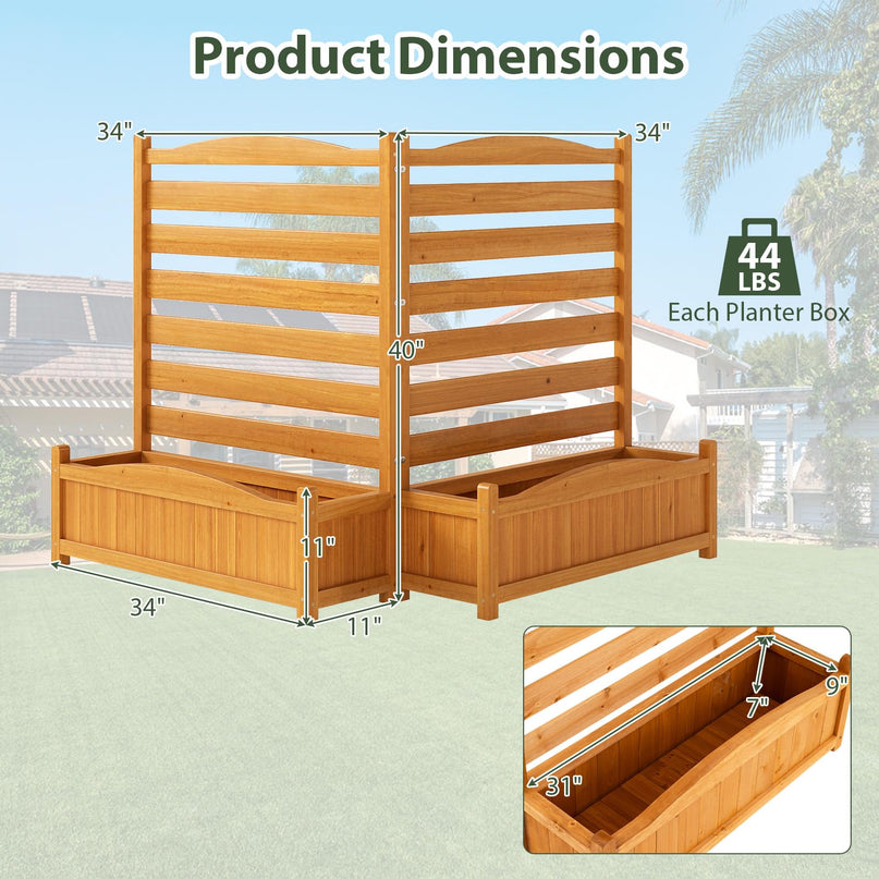 Giantex Clôture de climatiseur extérieure, brise-vue en bois avec jardinière