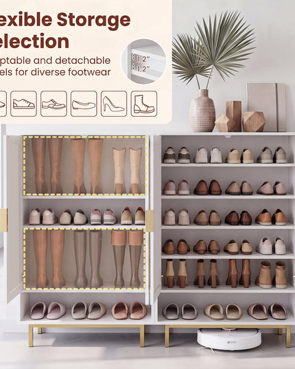 GIANTEX 6-Tier Shoe Cabinet 43" Tall Shoe Rack Cabinet with Doors