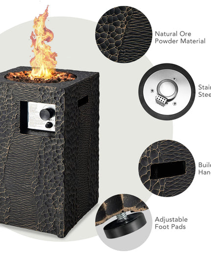 Fire Pit for Outside 16" as Fireplaces, 30,000 BTU Electronic Ignition Square
